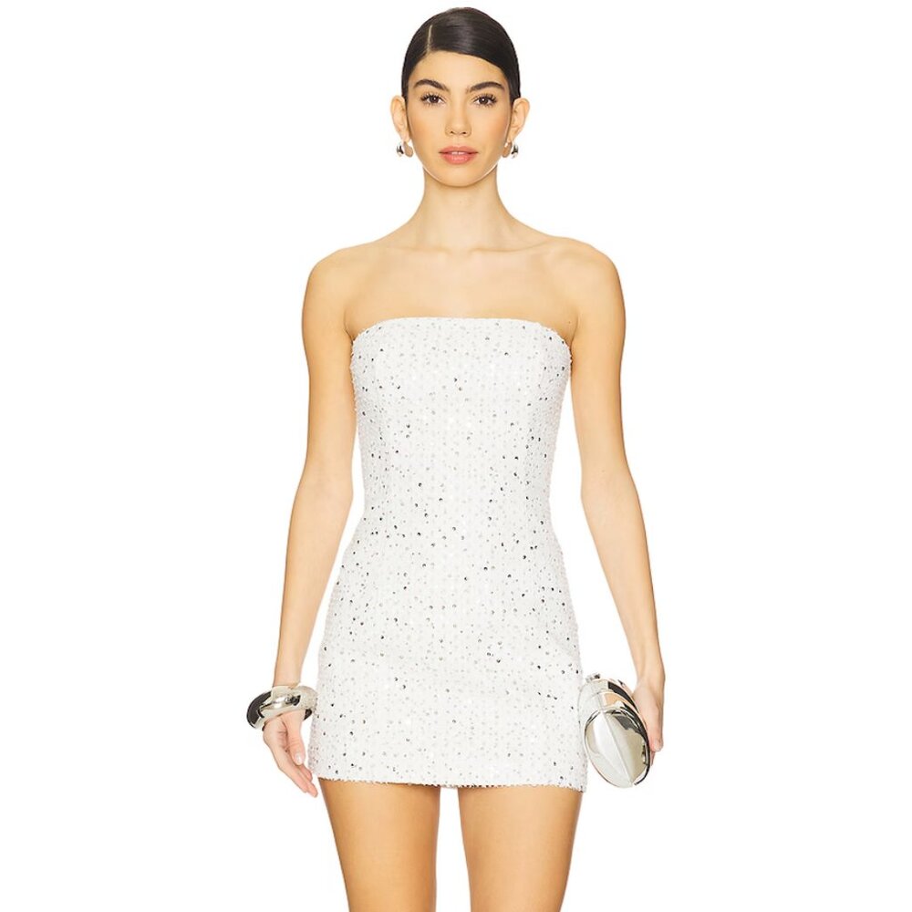 Lovers + Friends Berner Mini Dress In White Sequin